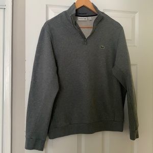 Men’s XL Lacoste gray quarter zip pull over sweater